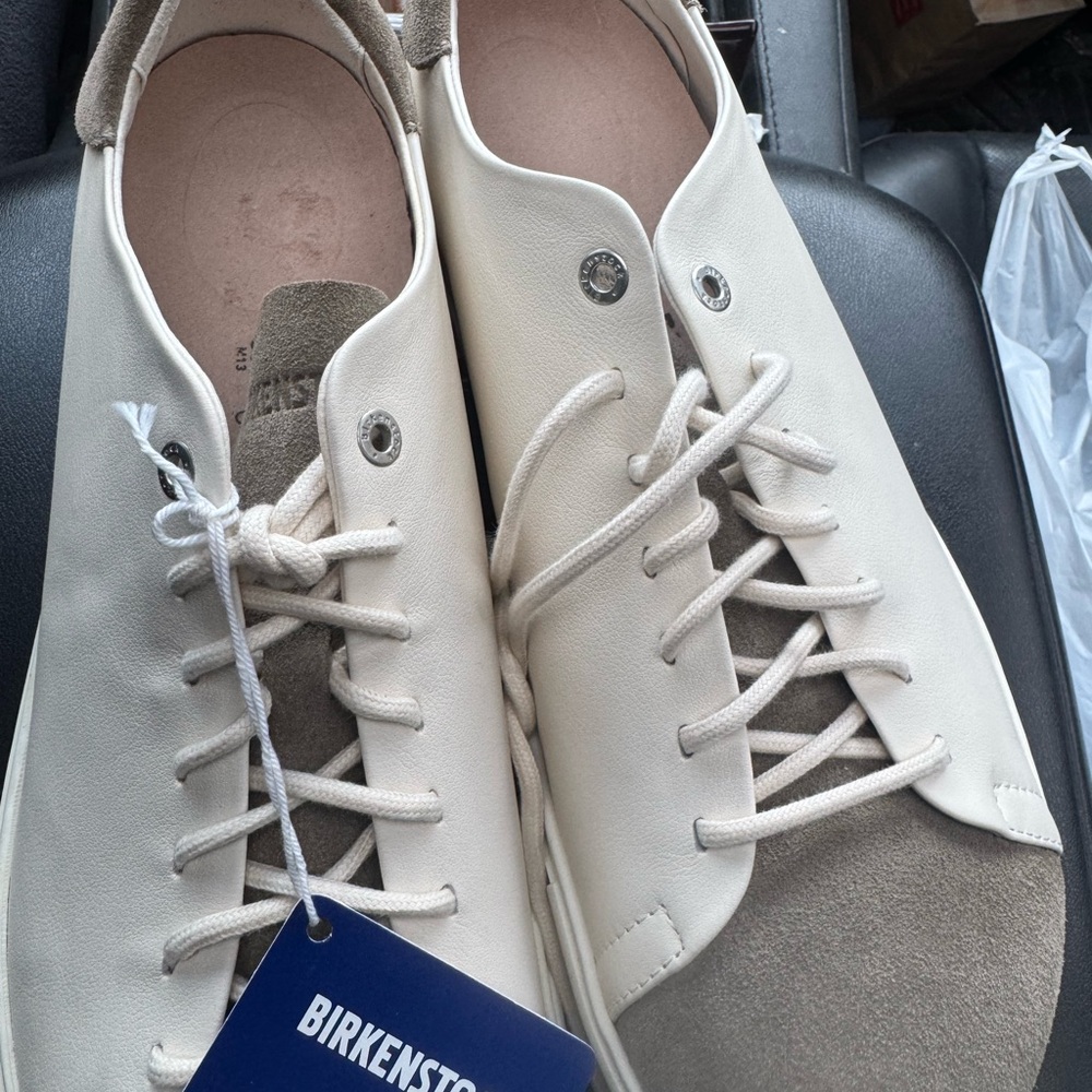 Birkenstock Men's Cream and Tan Sneakers